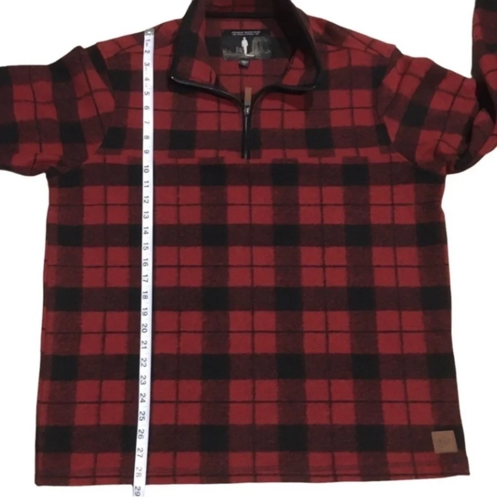 Outdoor Western Rancher Plaid 1/4 Zip Pullover John Wayne Stock & Supply L